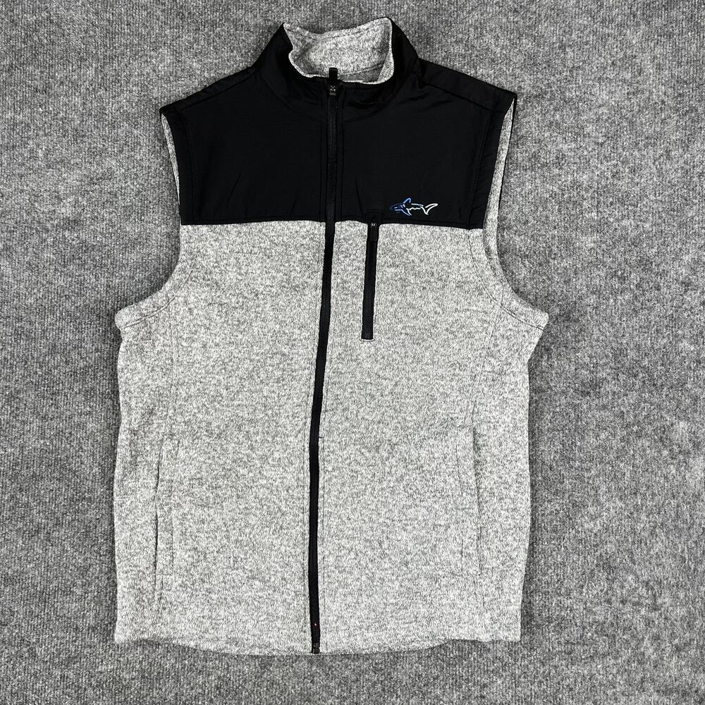Greg Norman Vest Mens Size S‎ Gray Black Full Zip Fleece Lined Golf Casual